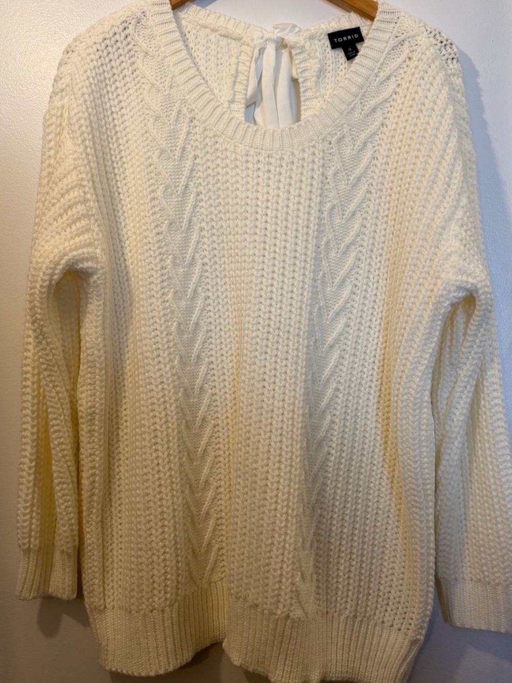 torrid Cream Cable Knit Crew Sweater